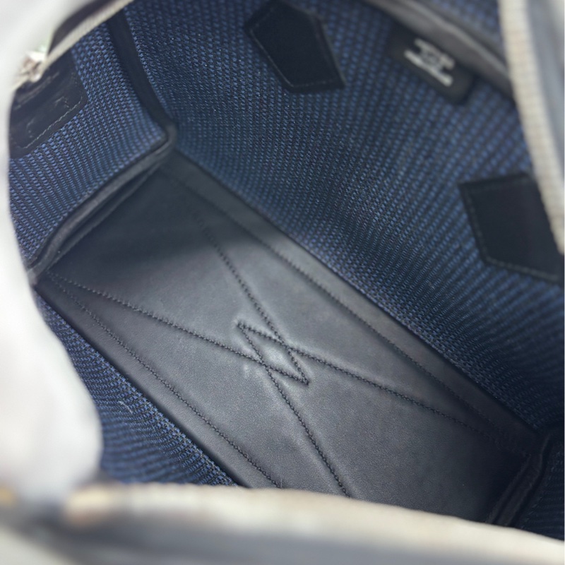 Hermes 靛藍格紋帆布拼皮 維多利亞25 W刻(鎖具丟失,商品不包括小馬僅供展示）-7