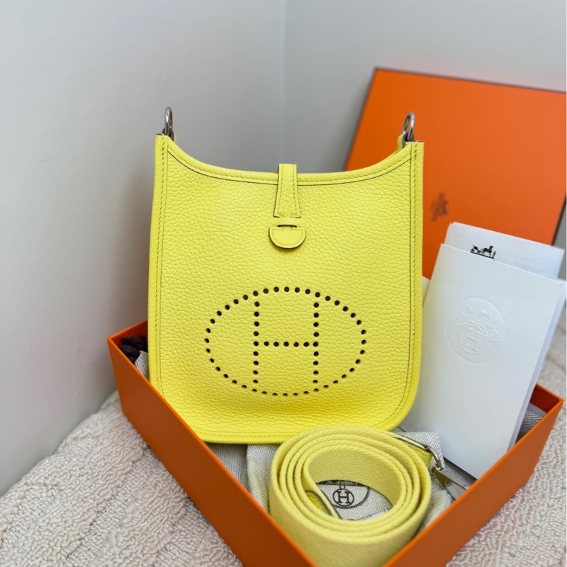 【全❤️全套帶票】Hermes evelyn mini 檸檬酒黃銀扣 單肩包-1