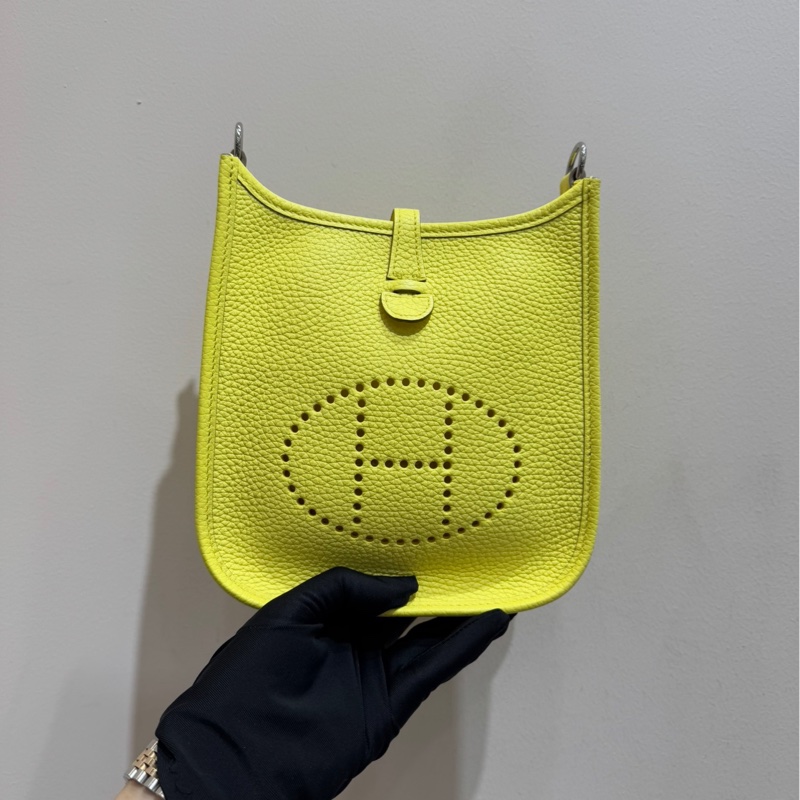 【全❤️全套帶票】Hermes evelyn mini 檸檬酒黃銀扣 單肩包-2