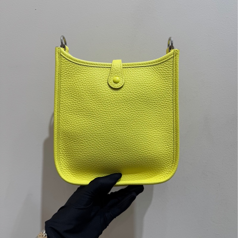 【全❤️全套帶票】Hermes evelyn mini 檸檬酒黃銀扣 單肩包-3