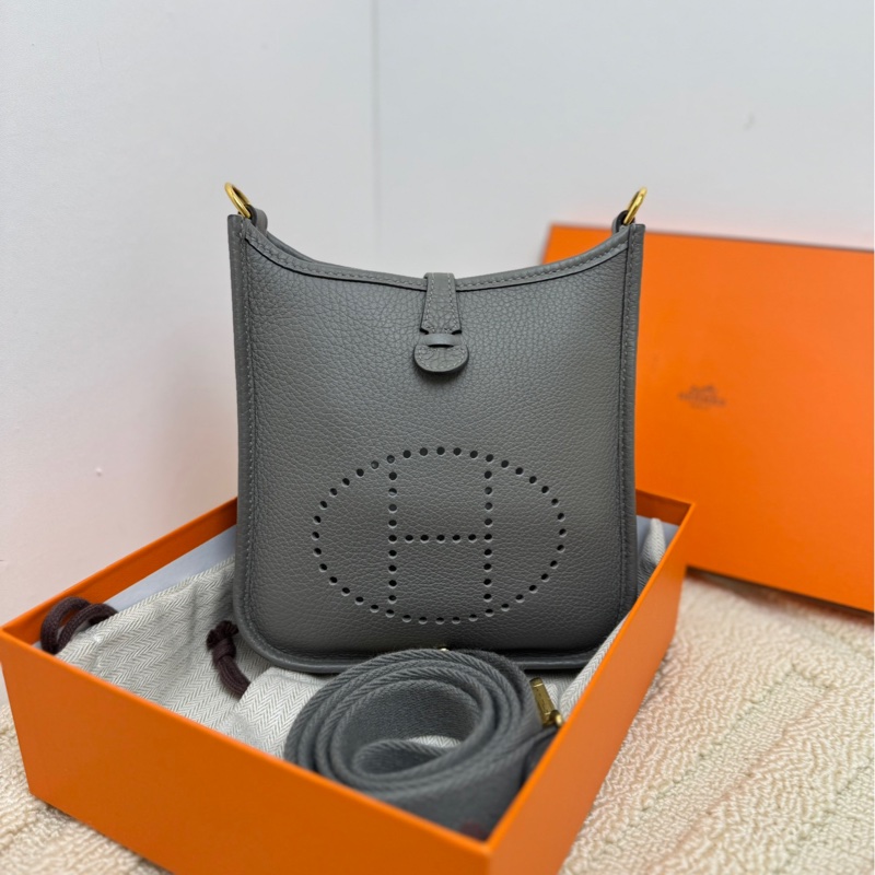【全套❤️】Hermes  迷你 evelyn mini 積雨雲灰金扣  單肩包-1
