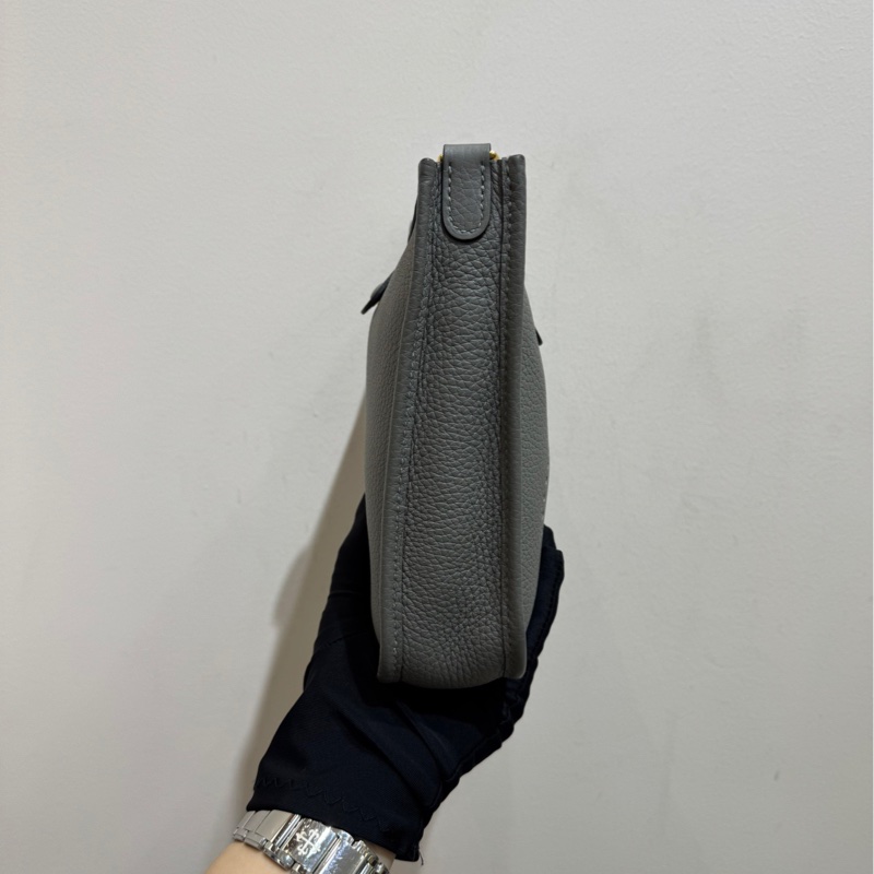 【全套❤️】Hermes  迷你 evelyn mini 積雨雲灰金扣  單肩包-5
