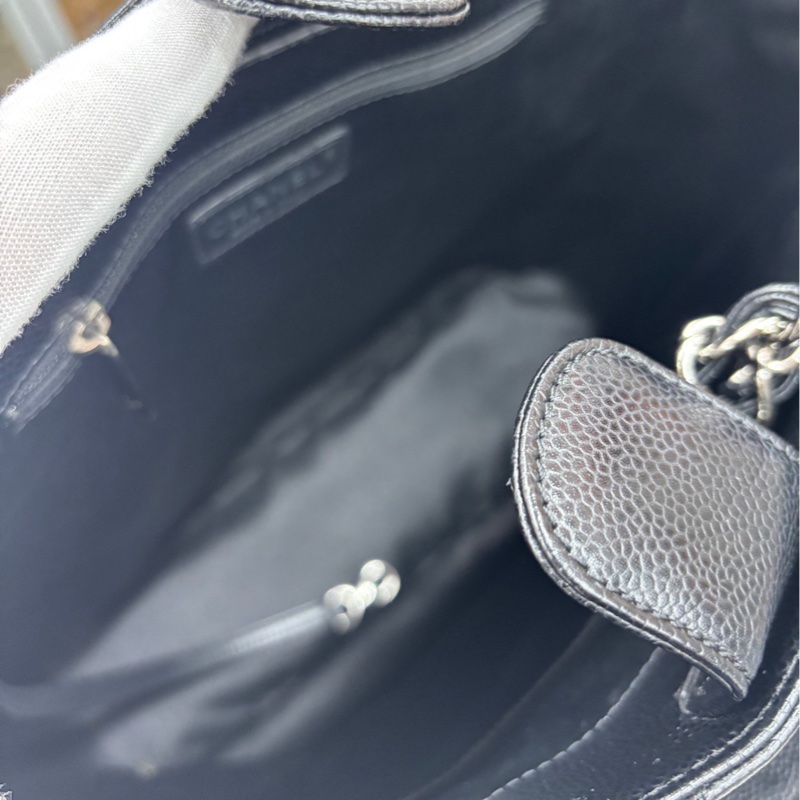 Chanel 黑銀竪版購物袋 尺寸約29*28.5 附件卡、塵袋。-7