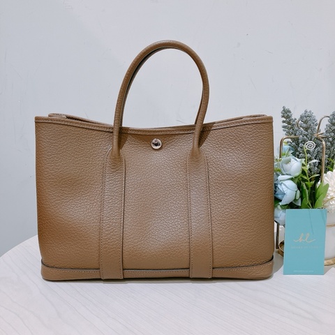 TK1908 HERMES 愛馬仕大象灰30花園包GARDEN PARTY 30 ETOUPE X PHW