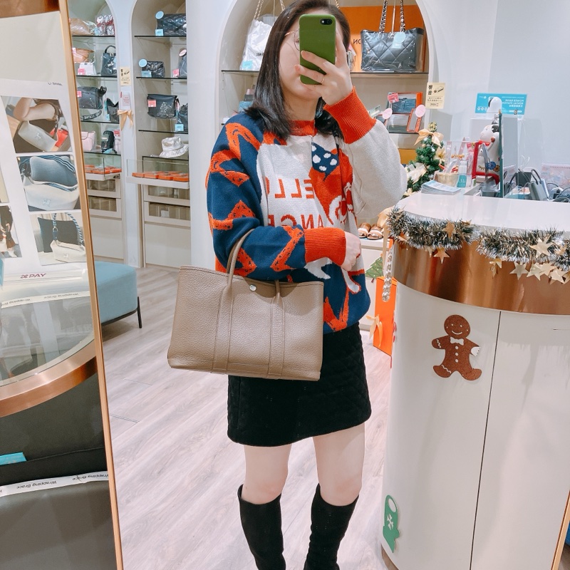 TK1908 HERMES 愛馬仕大象灰30花園包GARDEN PARTY 30 ETOUPE X PHW-1