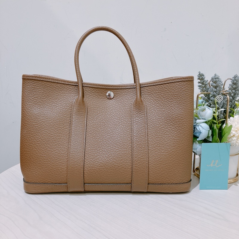TK1908 HERMES 愛馬仕大象灰30花園包GARDEN PARTY 30 ETOUPE X PHW-2
