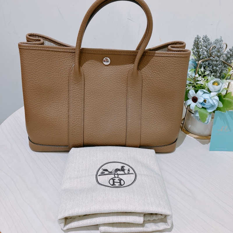 TK1908 HERMES 愛馬仕大象灰30花園包GARDEN PARTY 30 ETOUPE X PHW-18