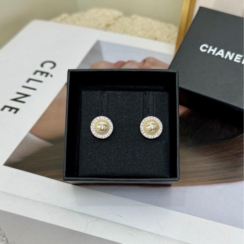 【全套❤️】Chanel  雙c logo圓形珍珠耳釘金色-2