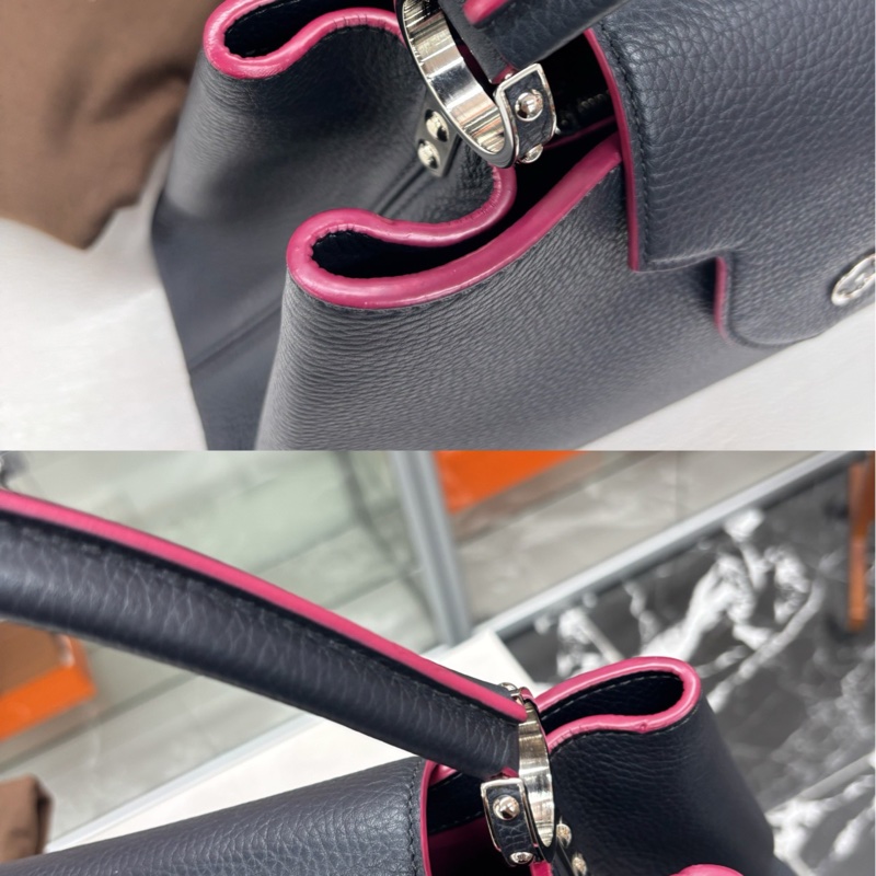 LV 深海軍藍 大號capucines手提包，尺寸約35*22.5，-4