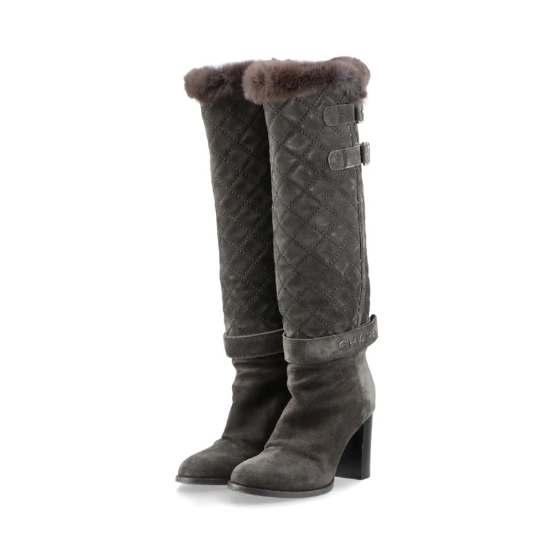 【質感超好👍小編推薦】 Chanel Suede 長靴 36.5 專櫃售價65000！-0