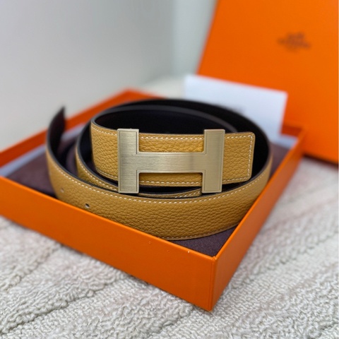 【全套❤️】Hermes  金色拉絲H扣頭 男款腰帶雙面可用 餅乾與巧克力雙色