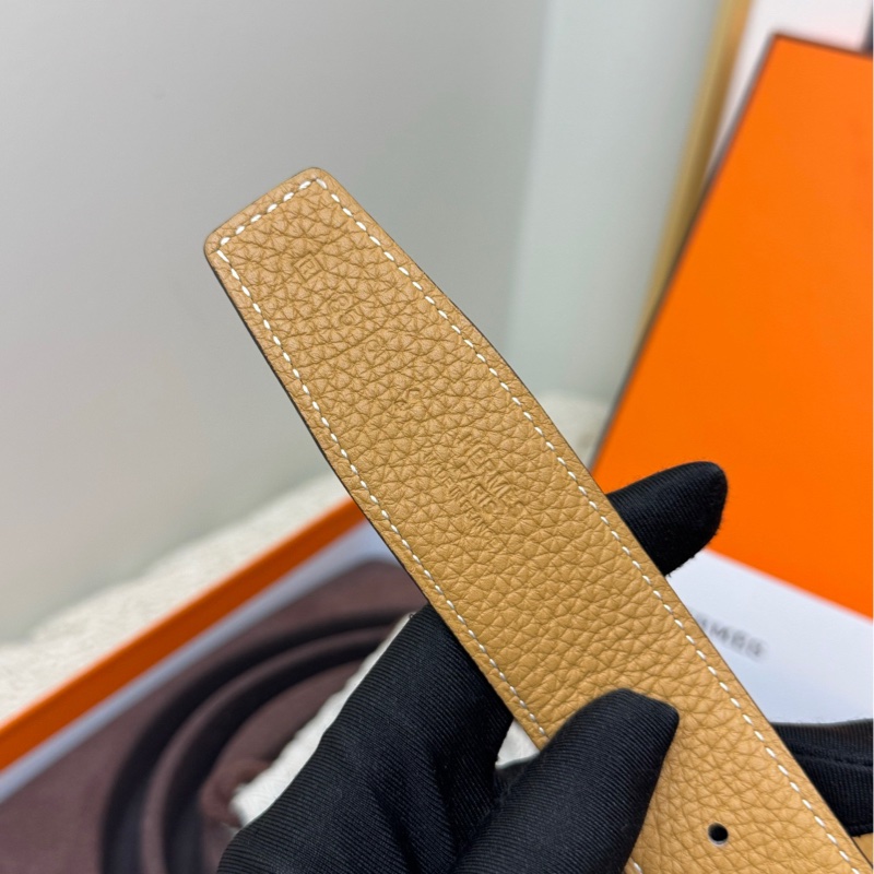 【全套❤️】Hermes  金色拉絲H扣頭 男款腰帶雙面可用 餅乾與巧克力雙色-3