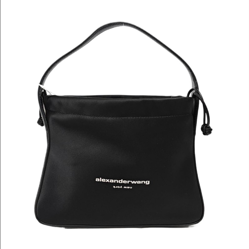 Alexander Wang Ryan 小號黑色絲緞 手提包銀色五金-0