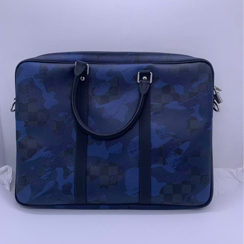 Lv男士迷彩黑棋格公文包銀扣，Louis vuttion business bag，品相很好-2