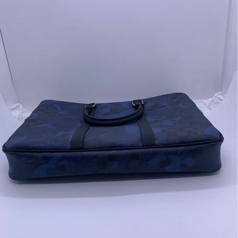 Lv男士迷彩黑棋格公文包銀扣，Louis vuttion business bag，品相很好-3