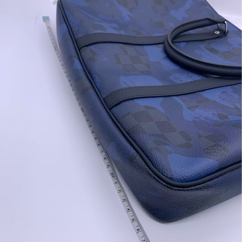 Lv男士迷彩黑棋格公文包銀扣，Louis vuttion business bag，品相很好-5