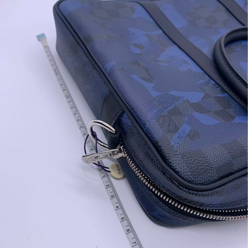 Lv男士迷彩黑棋格公文包銀扣，Louis vuttion business bag，品相很好-6