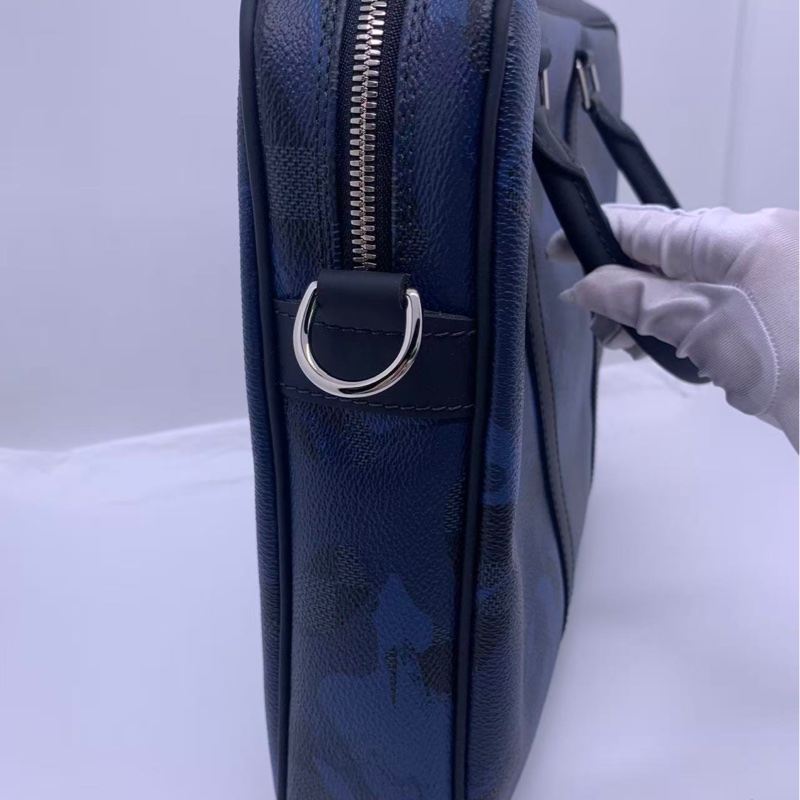 Lv男士迷彩黑棋格公文包銀扣，Louis vuttion business bag，品相很好-10