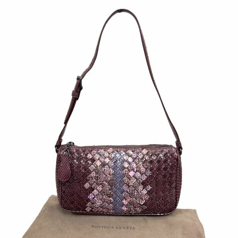 BOTTEGA VENETA 珍稀蛇皮 織皮 肩背包