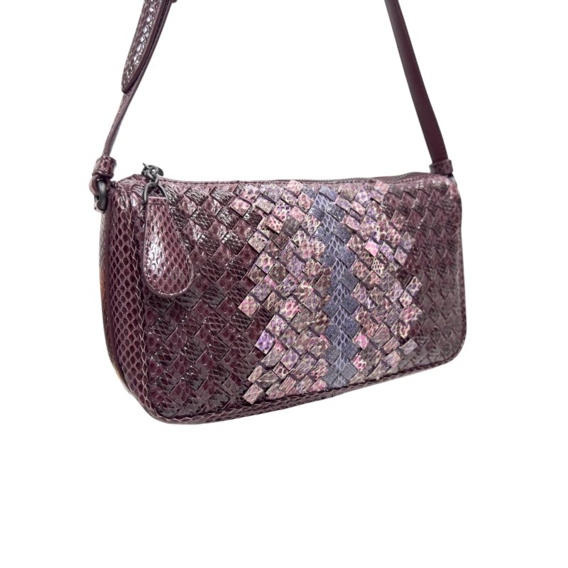 BOTTEGA VENETA 珍稀蛇皮 織皮 肩背包-3