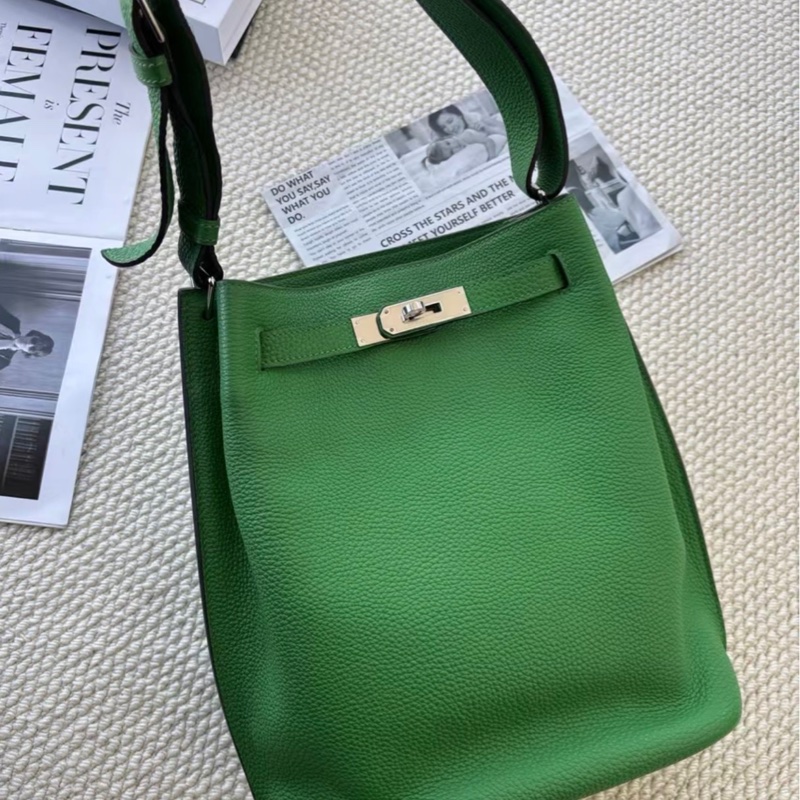 Hermes 愛馬仕so kelly 22 竹子綠 銀扣 tc皮 框R刻 原始好成色-0