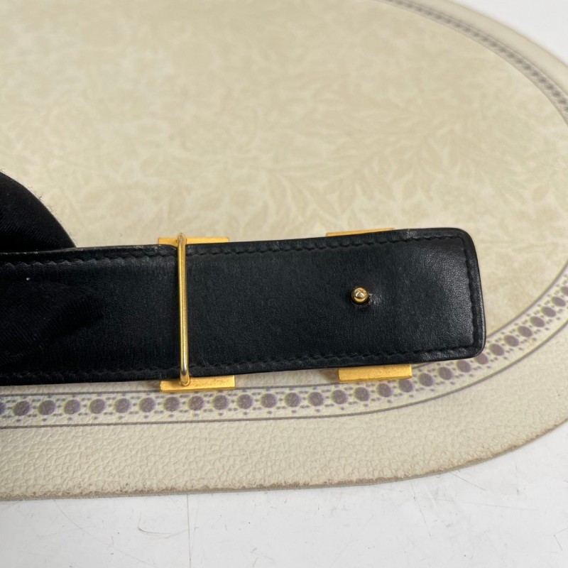HERMES 棕拼黑經典H扣雙面皮帶 85碼-7