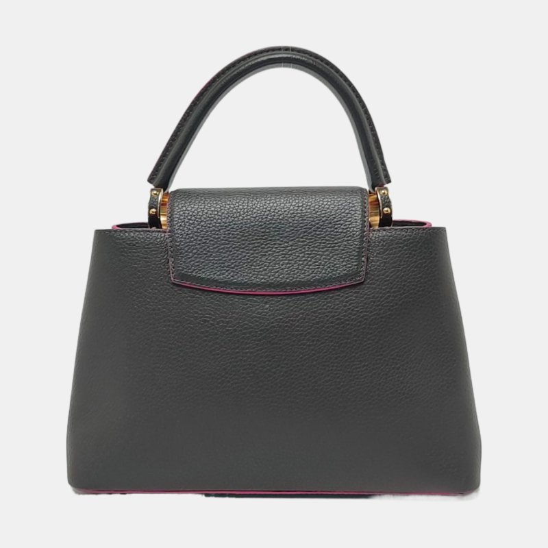 LOUIS VUITTON CAPUCINES中號黑色牛皮單肩包斜挎包手提包 銀色五金 可拆卸肩帶-4