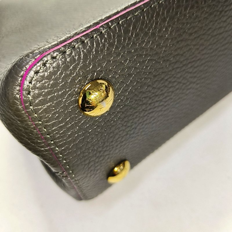 LOUIS VUITTON CAPUCINES中號黑色牛皮單肩包斜挎包手提包 銀色五金 可拆卸肩帶-10