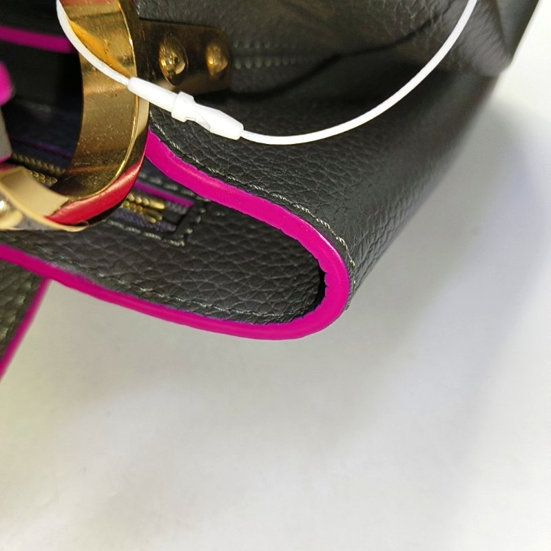 LOUIS VUITTON CAPUCINES中號黑色牛皮單肩包斜挎包手提包 銀色五金 可拆卸肩帶-11