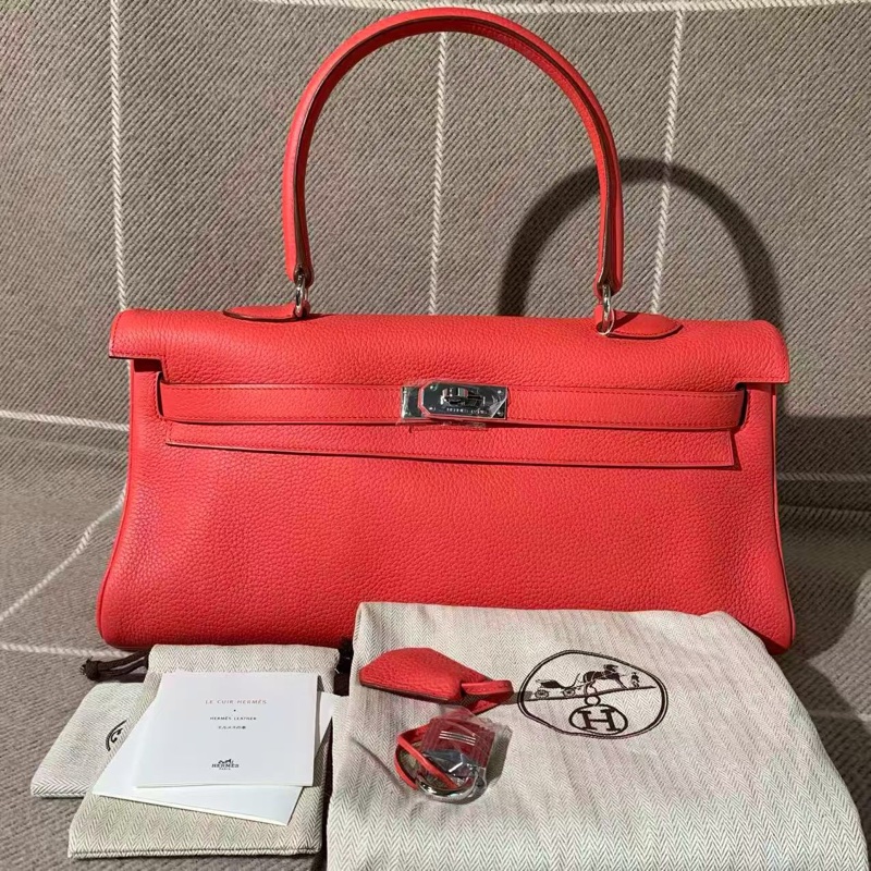 Hermes 愛馬仕 Kelly shoulder齋普爾粉銀扣手提單肩包，m刻，尺寸40*20-1