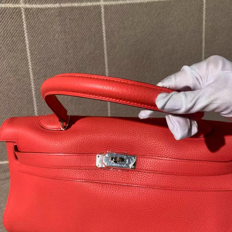 Hermes 愛馬仕 Kelly shoulder齋普爾粉銀扣手提單肩包，m刻，尺寸40*20-6