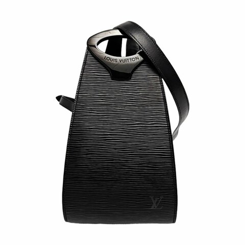 LOUIS VUITTON MINUIT黑色EPI牛皮水波紋單肩包手拿包 銀色五金 中古款