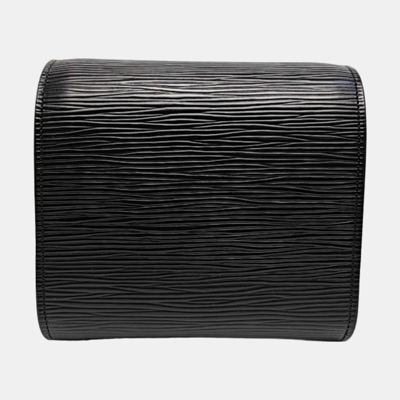 LOUIS VUITTON MINUIT黑色EPI牛皮水波紋單肩包手拿包 銀色五金 中古款-5