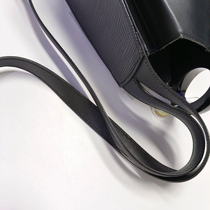 LOUIS VUITTON MINUIT黑色EPI牛皮水波紋單肩包手拿包 銀色五金 中古款-10