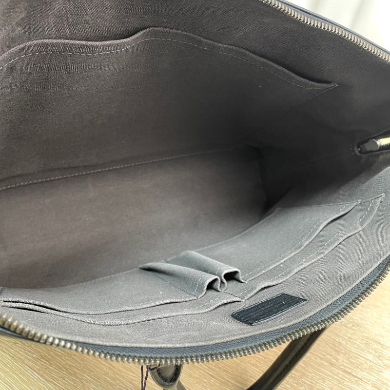 LV 黑色全皮棋盤格手提包 電腦公事包-4