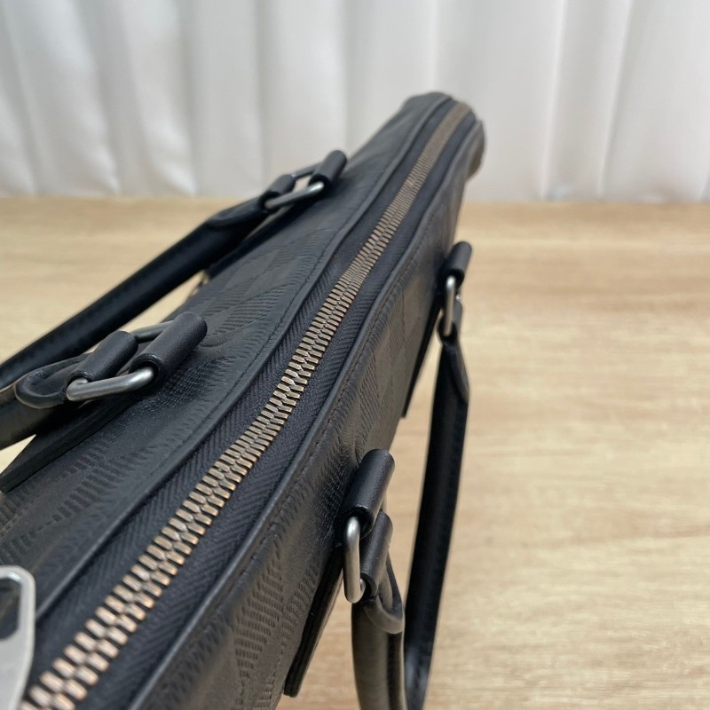 LV 黑色全皮棋盤格手提包 電腦公事包-10