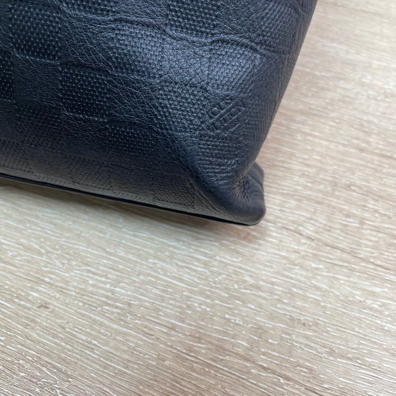 LV 黑色全皮棋盤格手提包 電腦公事包-12