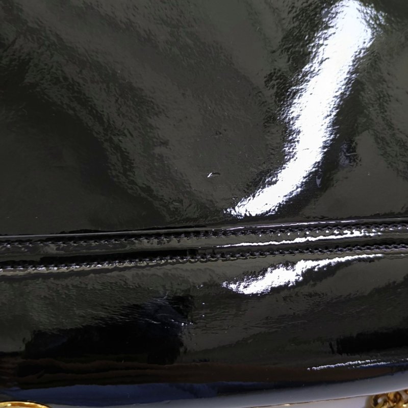 CELINE C 黑色漆皮單肩包 金色五金-11