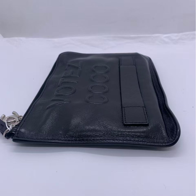二手Chanel香奈兒votez coco黑色字母牛蠟皮手包，鐳射20開-2