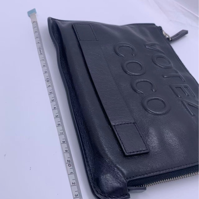 二手Chanel香奈兒votez coco黑色字母牛蠟皮手包，鐳射20開-5