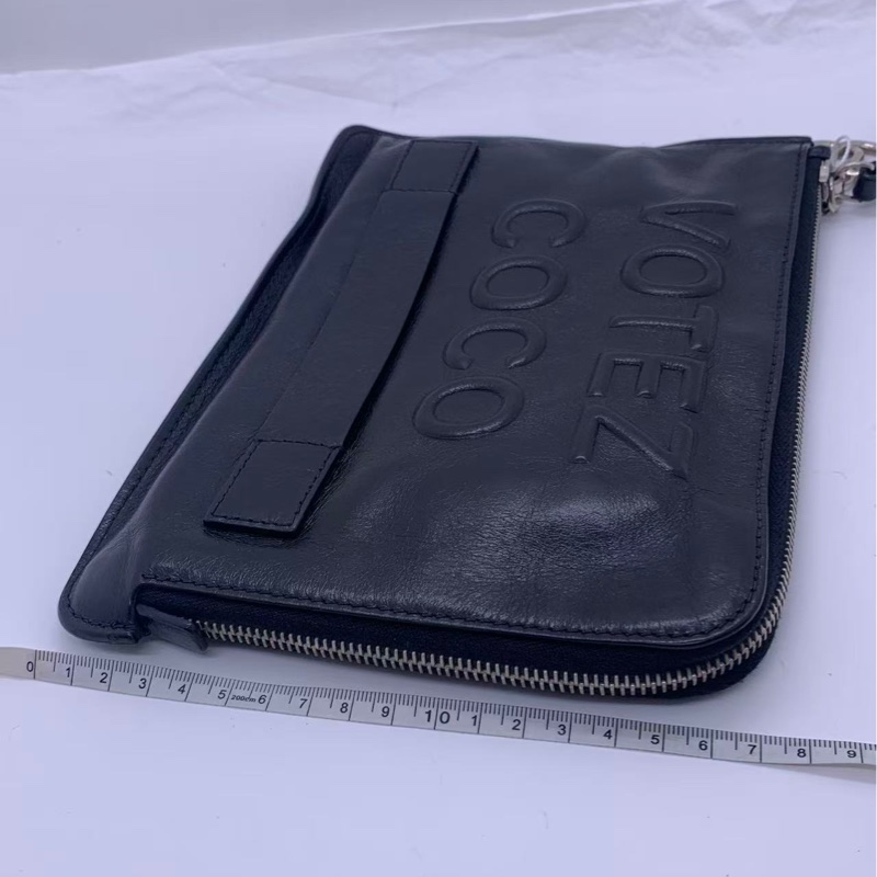 二手Chanel香奈兒votez coco黑色字母牛蠟皮手包，鐳射20開-6