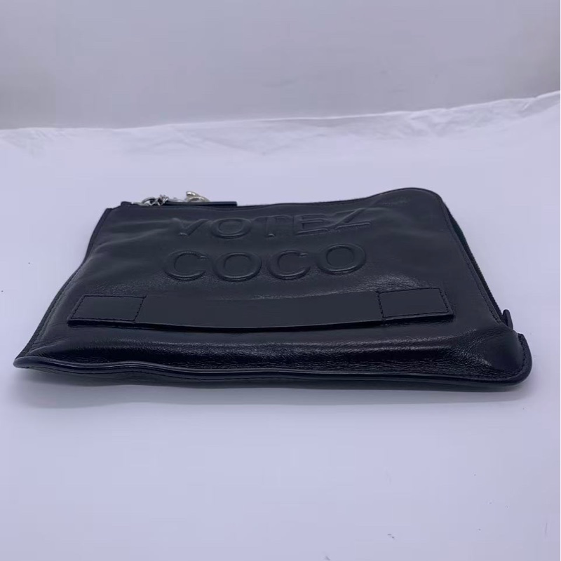 二手Chanel香奈兒votez coco黑色字母牛蠟皮手包，鐳射20開-8