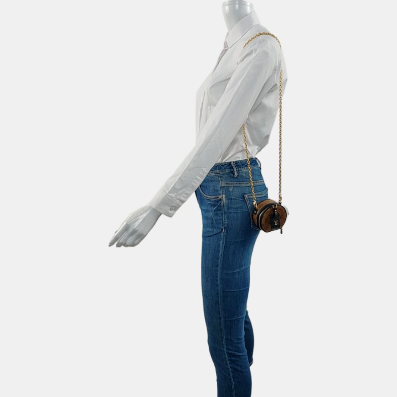 LOUIS VUITTON BOITE CHAPEAU 卡其色塗層帆布老花圓餅包單肩包金色五金可拆卸肩帶 9.8新-1