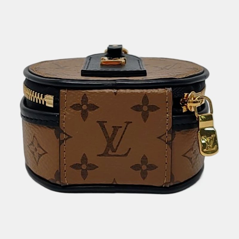LOUIS VUITTON BOITE CHAPEAU 卡其色塗層帆布老花圓餅包單肩包金色五金可拆卸肩帶 9.8新-5