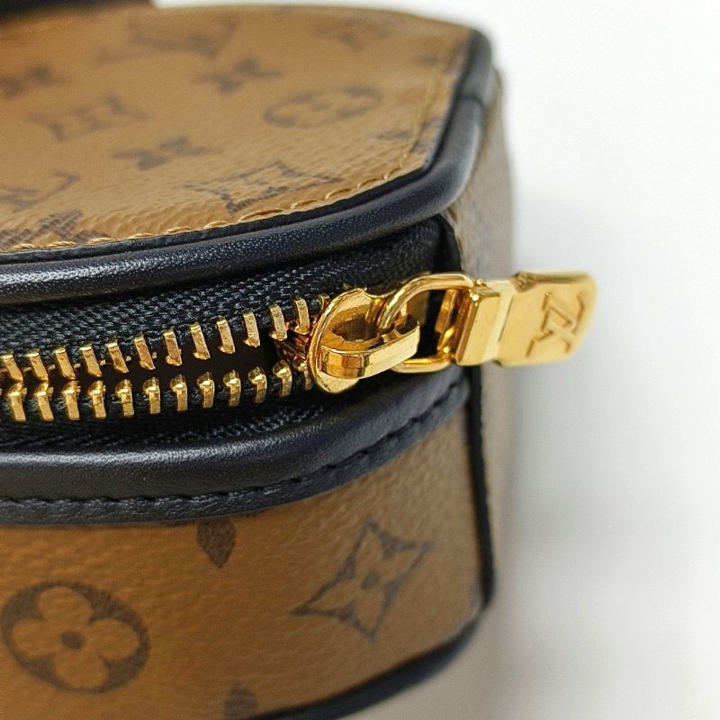 LOUIS VUITTON BOITE CHAPEAU 卡其色塗層帆布老花圓餅包單肩包金色五金可拆卸肩帶 9.8新-8