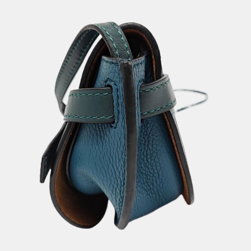 LOEWE Gate 迷你 藍綠色牛皮單肩包斜挎包 金色五金 9.8新-2