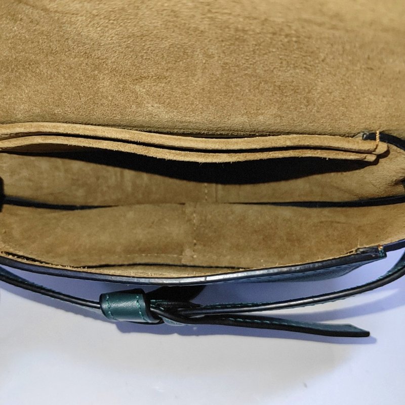 LOEWE Gate 迷你 藍綠色牛皮單肩包斜挎包 金色五金 9.8新-6