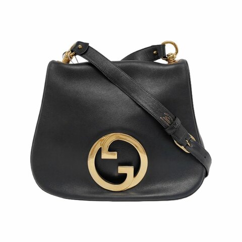 GUCCI Blondie黑色牛皮單肩包手拿包斜挎包 金色五金