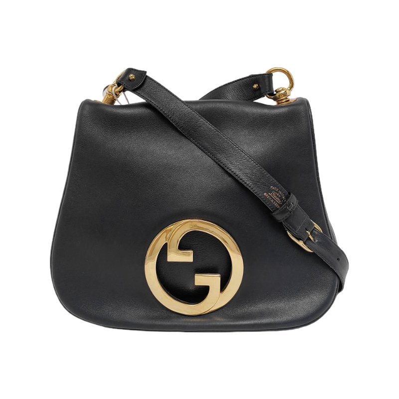 GUCCI Blondie黑色牛皮單肩包手拿包斜挎包 金色五金-0