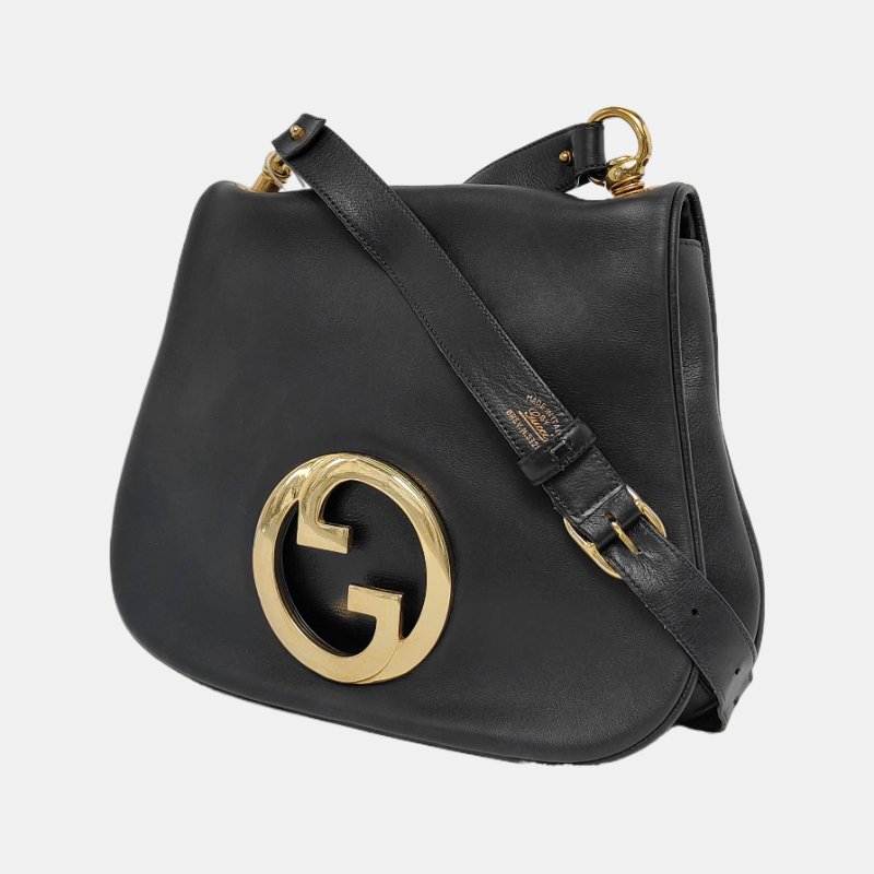 GUCCI Blondie黑色牛皮單肩包手拿包斜挎包 金色五金-2